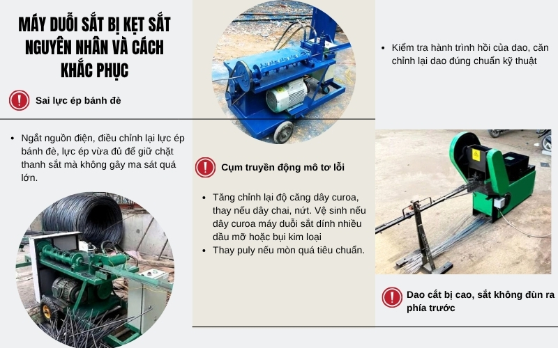 Máy duỗi sắt bị kẹt sắt  - Nguyên nhân và cách khắc phục